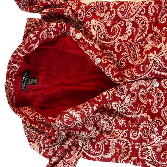 Ann Carson Women's Sz P/M Red Paisley Western Cropped Lightweight Button Jacket - Picture 9 of 11